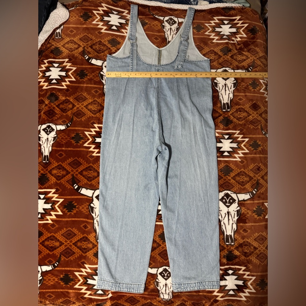 LIKE NEW! Size 14 Maurices Scoop Neck Denim Overalls
color: light sandblast - Picture 6 of 10